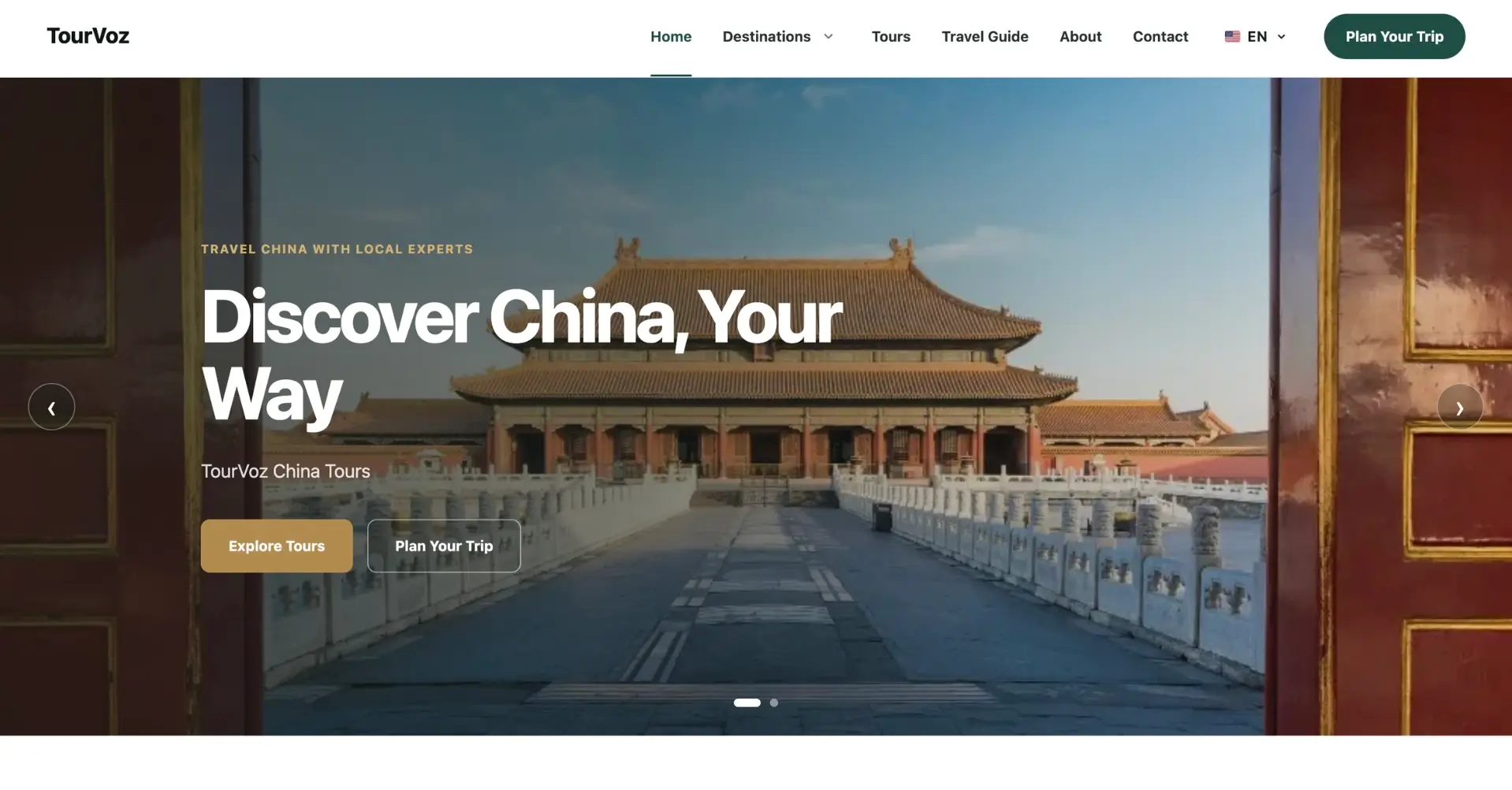 TourVoz Modern Travel website demo homepage