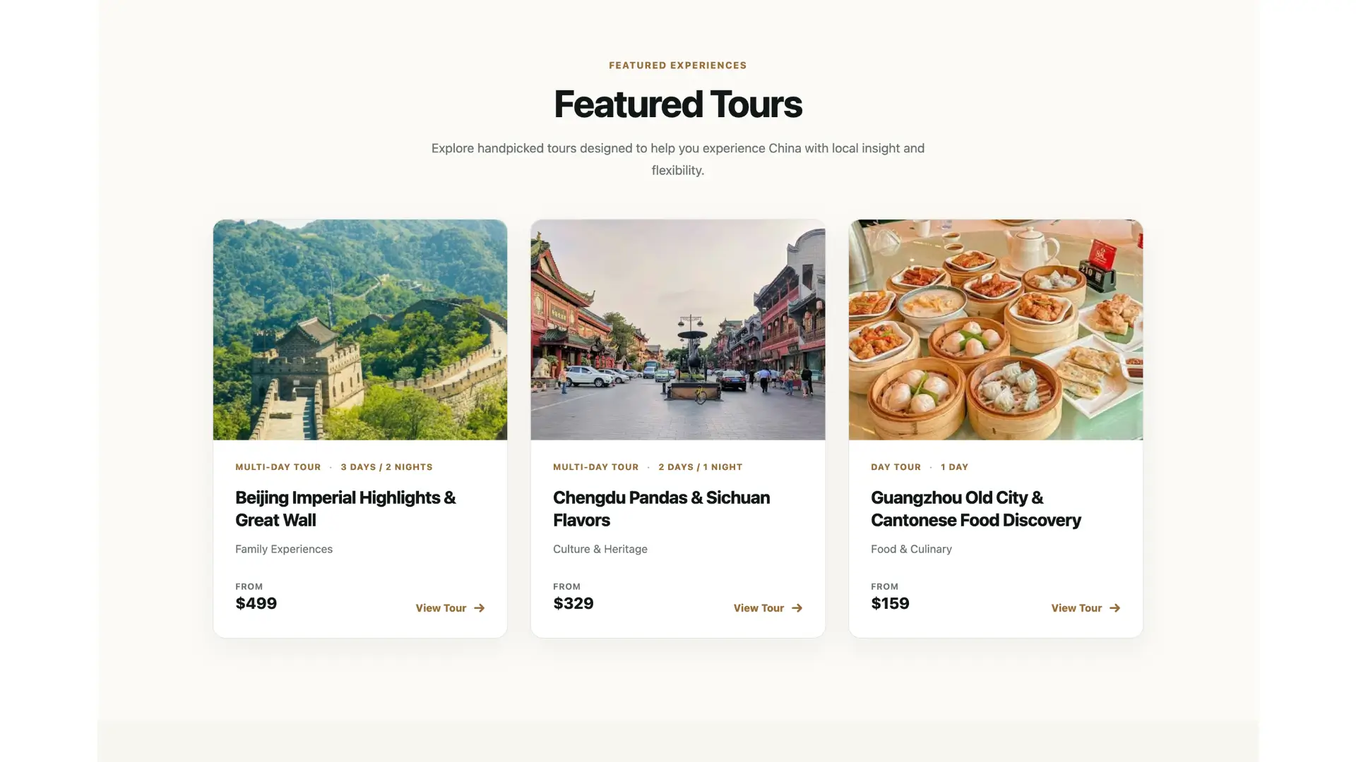 TourVoz travel website demo showing featured tours and travel products